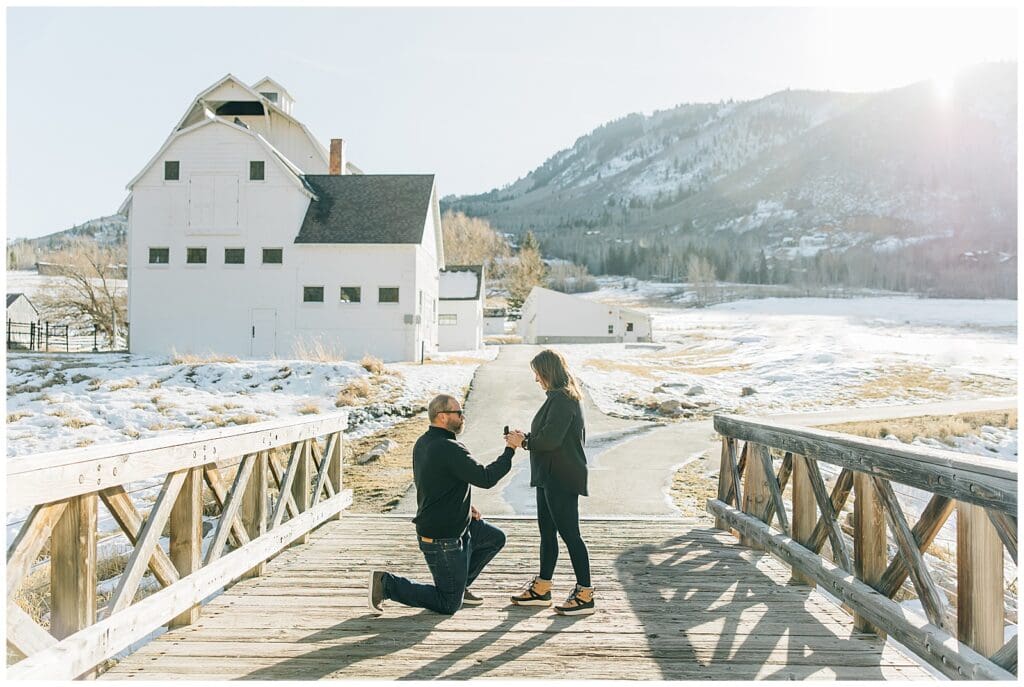 White Barn McPolin Park City Winter Snow Proposal Caili Chung