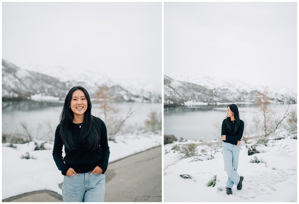 Winter Mountain Utah Senior Photos Caili Chung