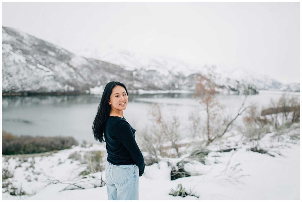 Winter Mountain Utah Senior Photos Caili Chung