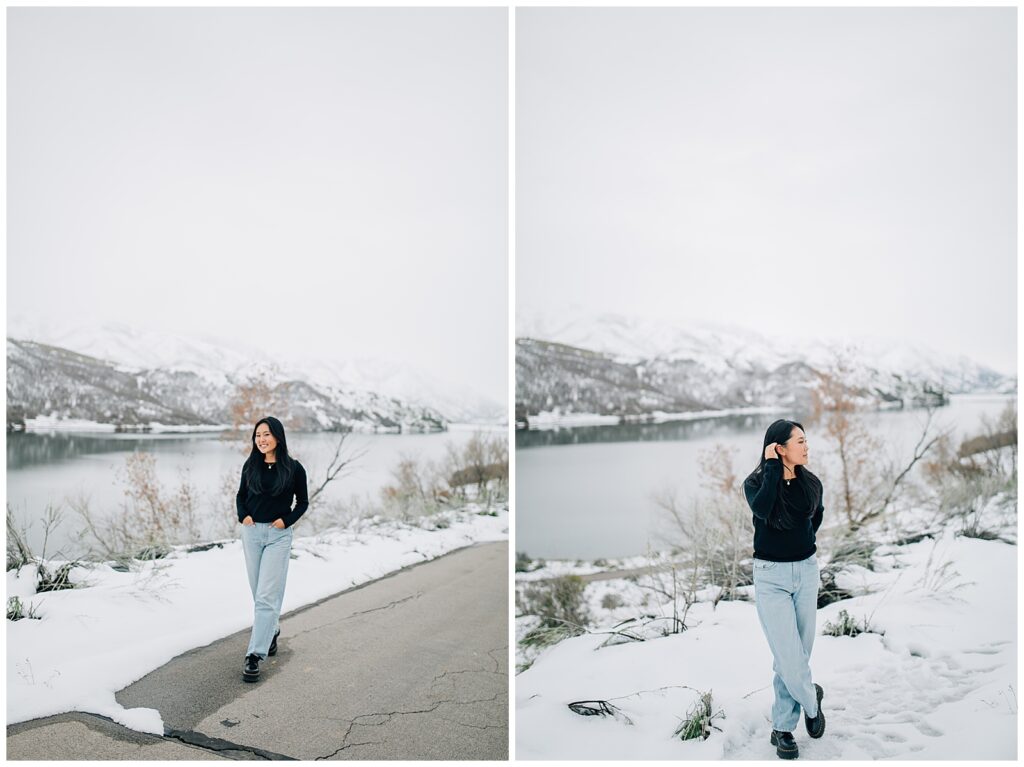 Winter Mountain Utah Senior Photos Caili Chung