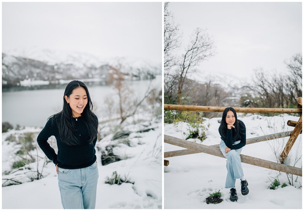 Winter Mountain Utah Senior Photos Caili Chung