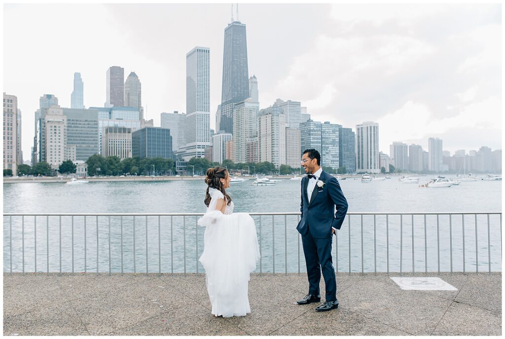 Rainy Downtown Chicago Wedding Milton Olive Park