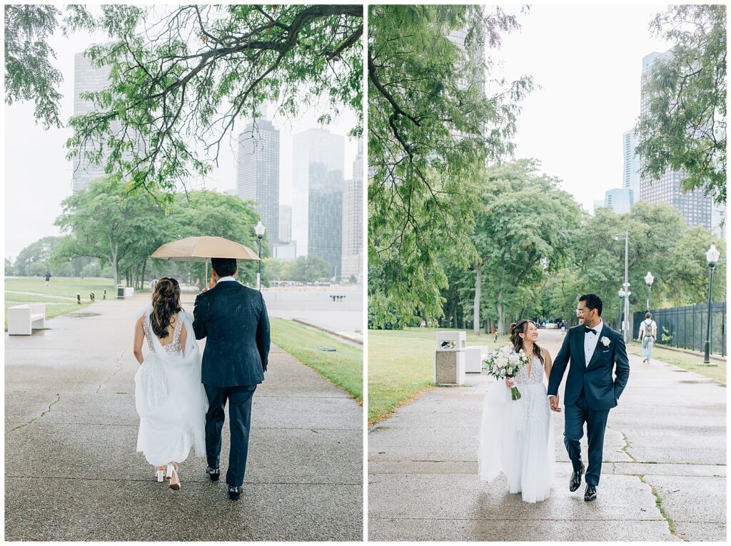 Rainy Downtown Chicago Wedding Milton Olive Park