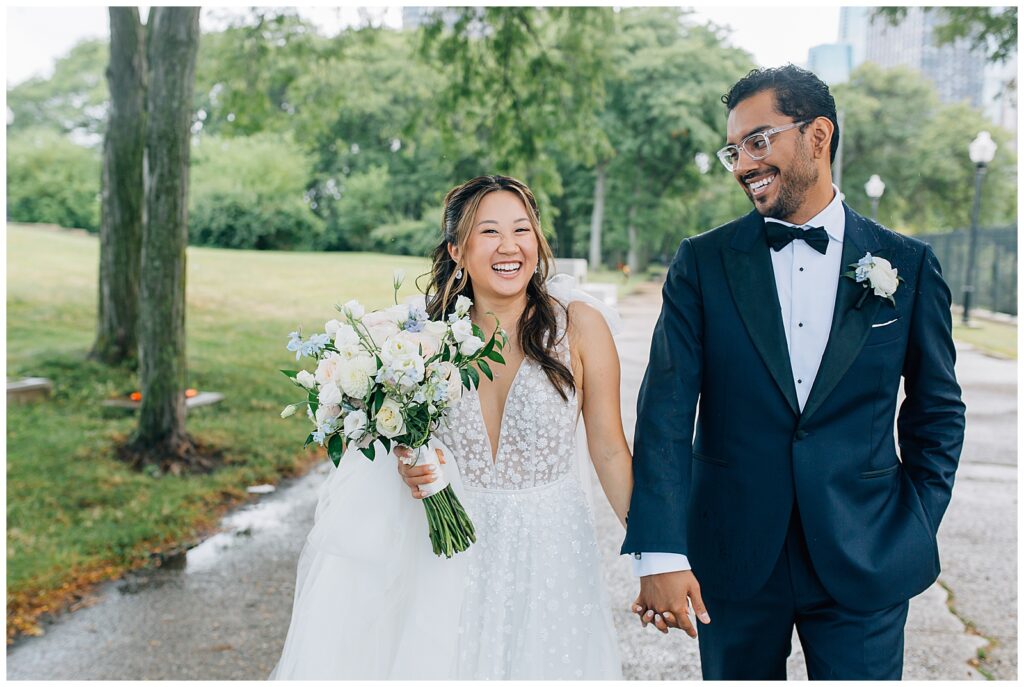 Rainy Downtown Chicago Wedding Milton Olive Park