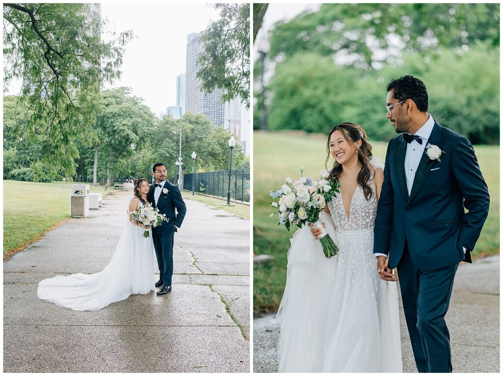 Rainy Downtown Chicago Wedding Milton Olive Park