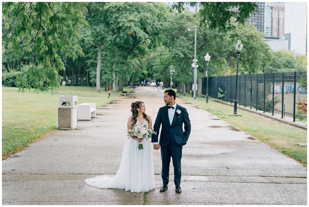 Rainy Downtown Chicago Wedding Milton Olive Park