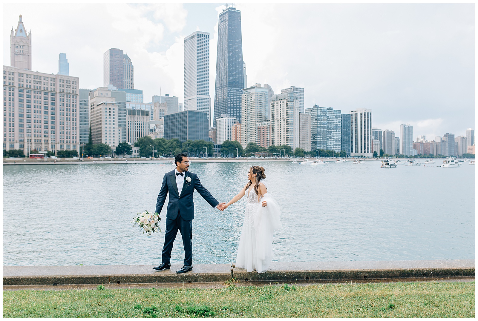 Rainy Downtown Chicago Wedding Milton Olive Park