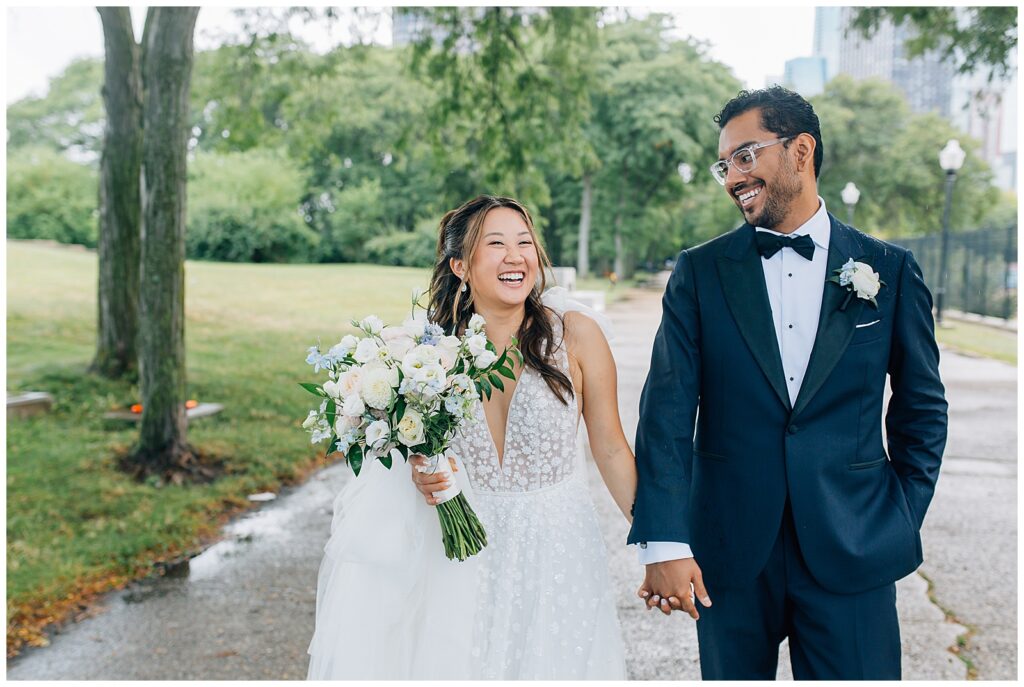 Rainy Downtown Chicago Wedding Milton Olive Park