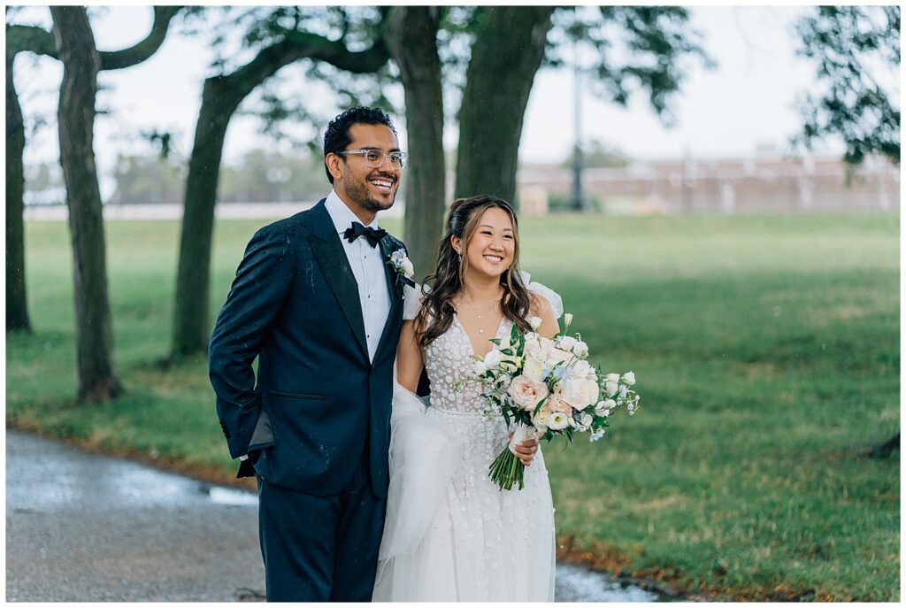 Rainy Downtown Chicago Wedding Milton Olive Park