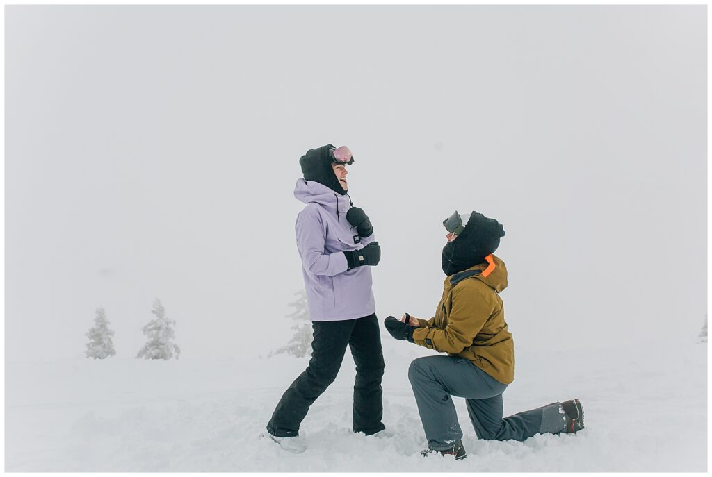 Utah Ski Snowboard Mountain Proposal Photography Caili Chung Snowbird