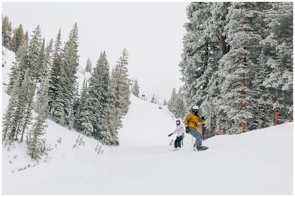 Utah Ski Snowboard Mountain Proposal Photography Caili Chung Snowbird