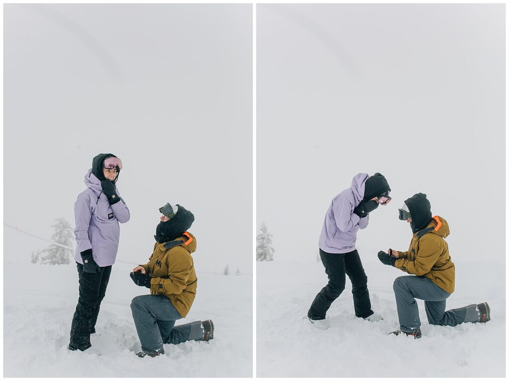 Utah Ski Snowboard Mountain Proposal Photography Caili Chung Snowbird