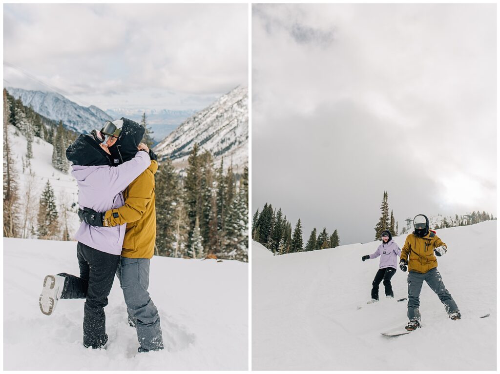 Utah Ski Snowboard Mountain Proposal Photography Caili Chung Snowbird