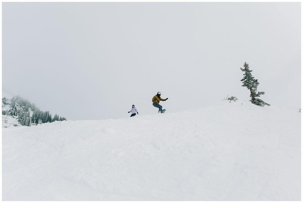 Utah Ski Snowboard Mountain Proposal Photography Caili Chung Snowbird