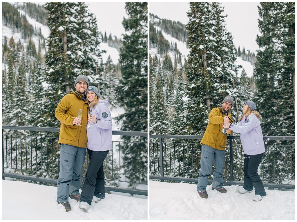 Utah Ski Snowboard Mountain Proposal Photography Caili Chung Snowbird