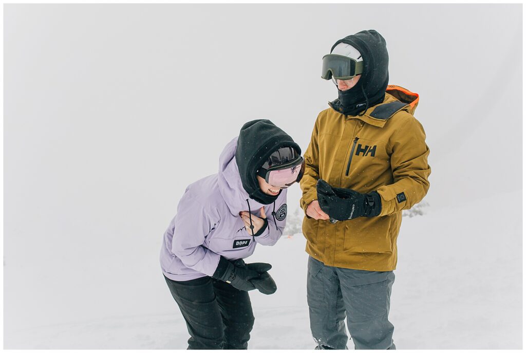 Utah Ski Snowboard Mountain Proposal Photography Caili Chung Snowbird