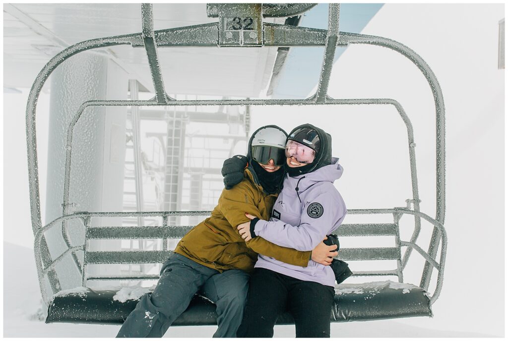 Utah Ski Snowboard Mountain Proposal Photography Caili Chung Snowbird