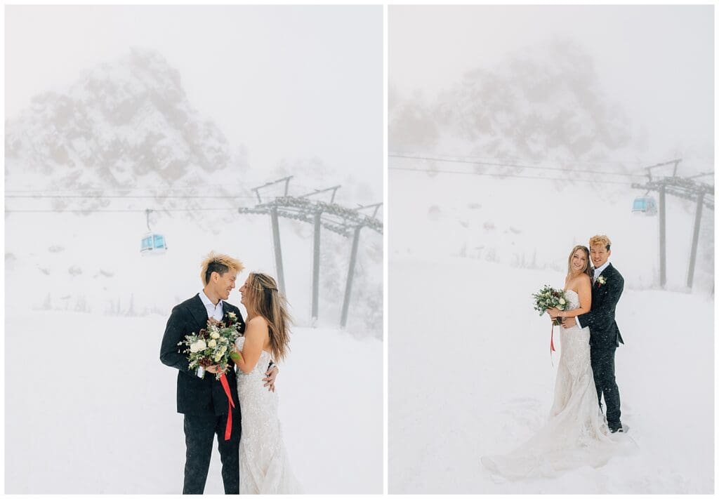 Winter Snowy Ski Resort Wedding Snowbasin Needles Caili Chung January