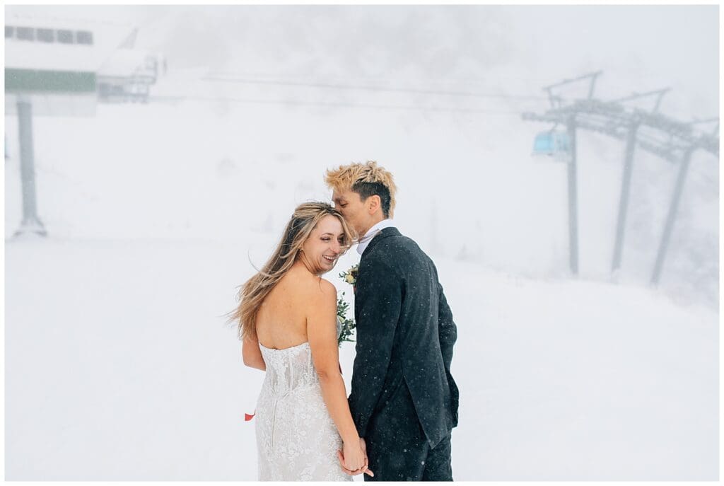 Winter Snowy Ski Resort Wedding Snowbasin Needles Caili Chung January