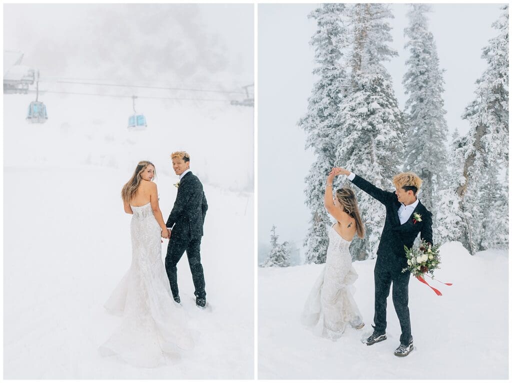 Winter Snowy Ski Resort Wedding Snowbasin Needles Caili Chung January