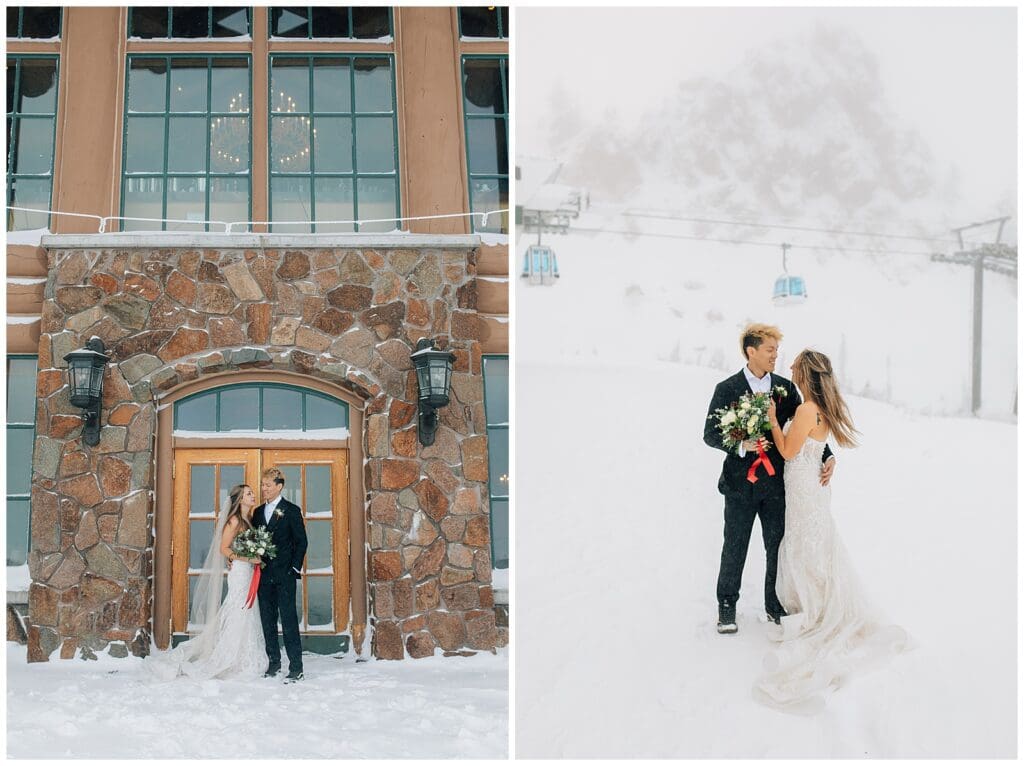 Winter Snowy Ski Resort Wedding Snowbasin Needles Caili Chung January