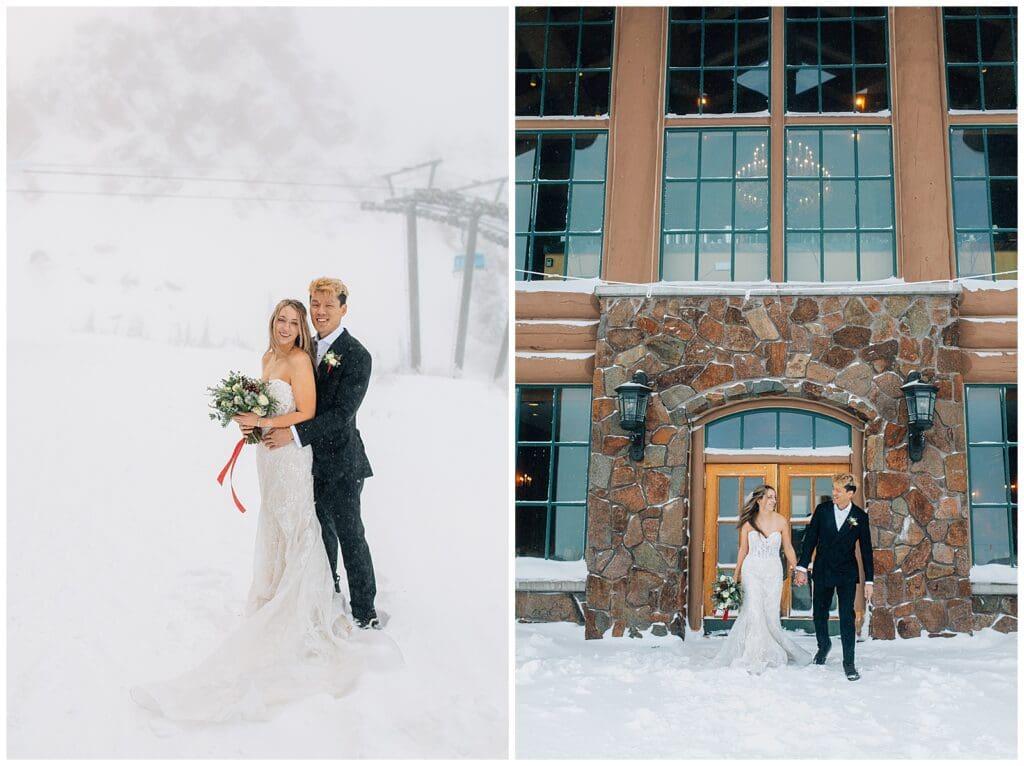 Winter Snowy Ski Resort Wedding Snowbasin Needles Caili Chung January
