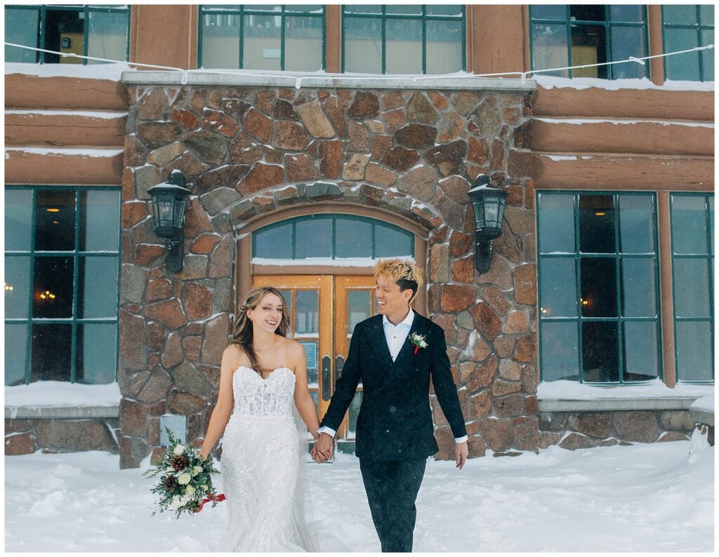 Winter Snowy Ski Resort Wedding Snowbasin Needles Caili Chung January