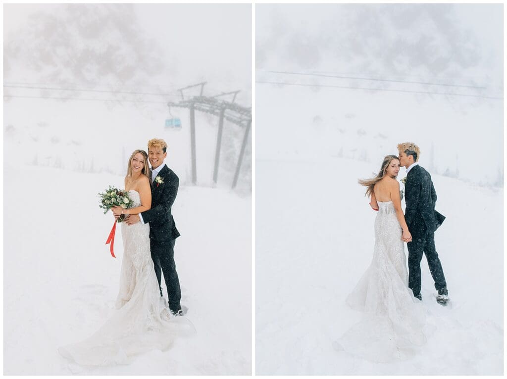 Winter Snowy Ski Resort Wedding Snowbasin Needles Caili Chung January
