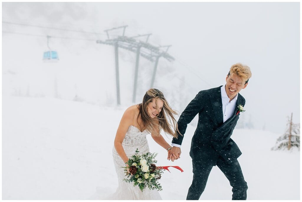 Winter Snowy Ski Resort Wedding Snowbasin Needles Caili Chung January