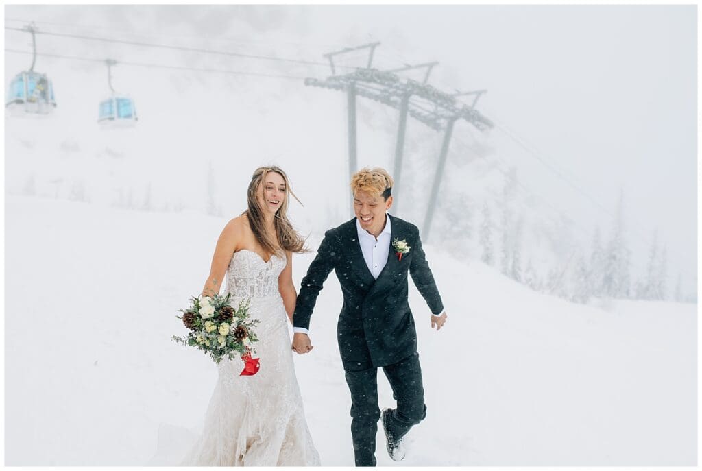 Winter Snowy Ski Resort Wedding Snowbasin Needles Caili Chung January
