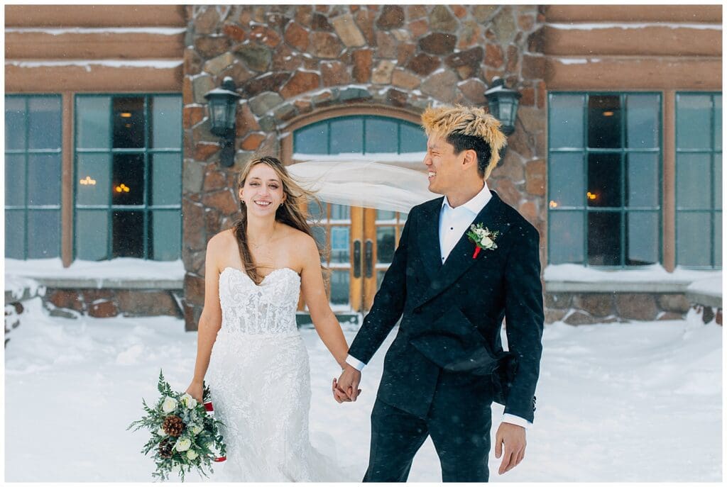 Winter Snowy Ski Resort Wedding Snowbasin Needles Caili Chung January