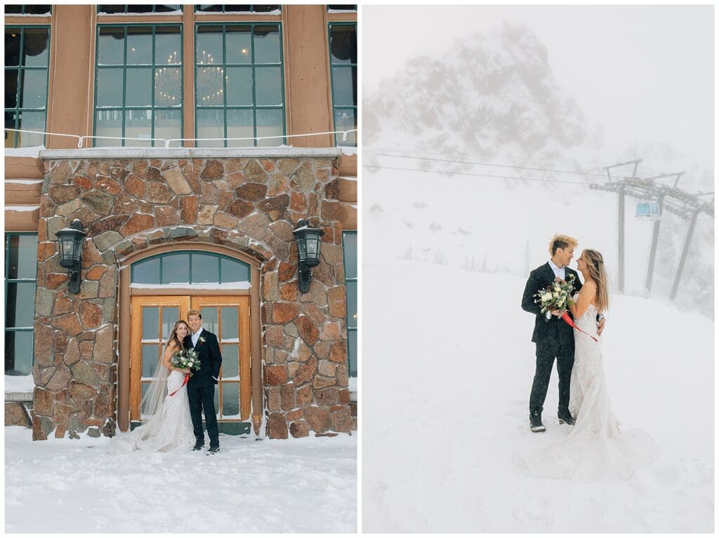 Winter Snowy Ski Resort Wedding Snowbasin Needles Caili Chung January