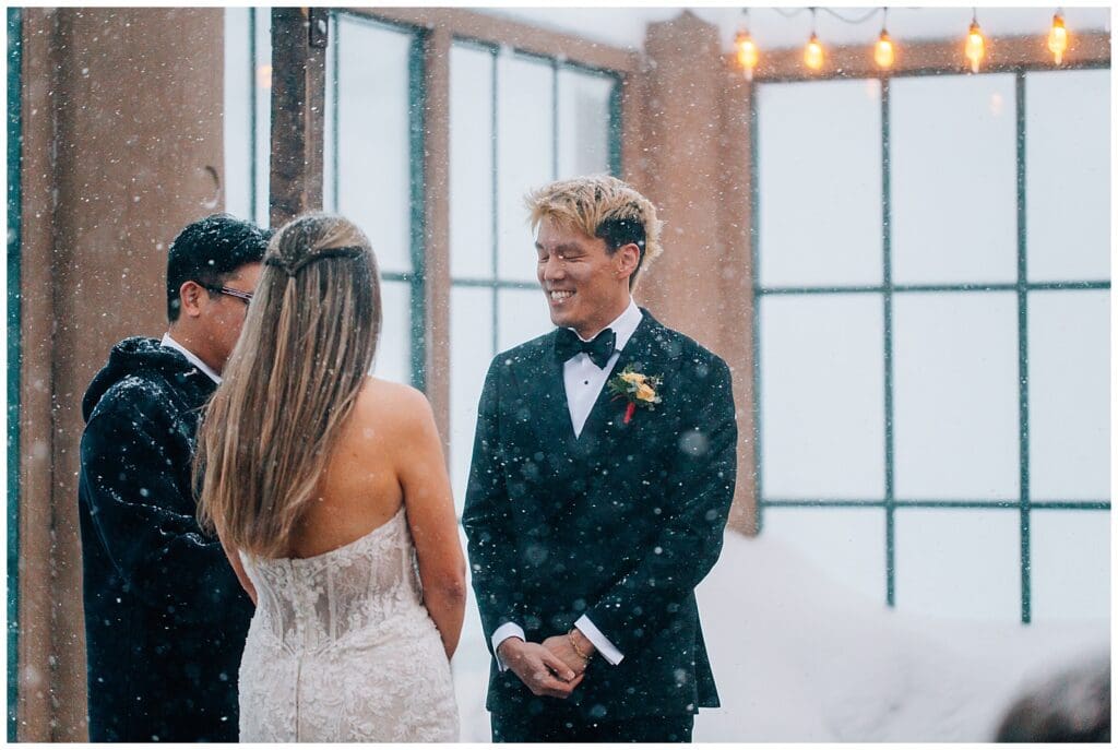 Winter Snowy Ski Resort Wedding Snowbasin Needles Caili Chung January