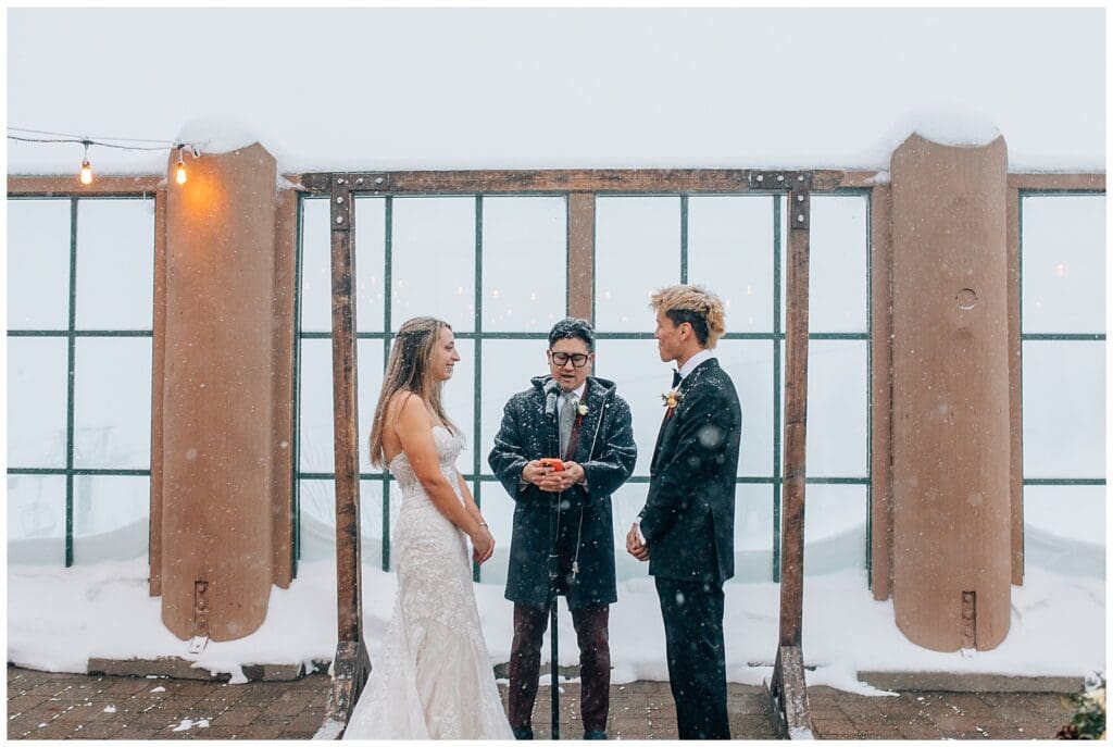 Winter Snowy Ski Resort Wedding Snowbasin Needles Caili Chung January