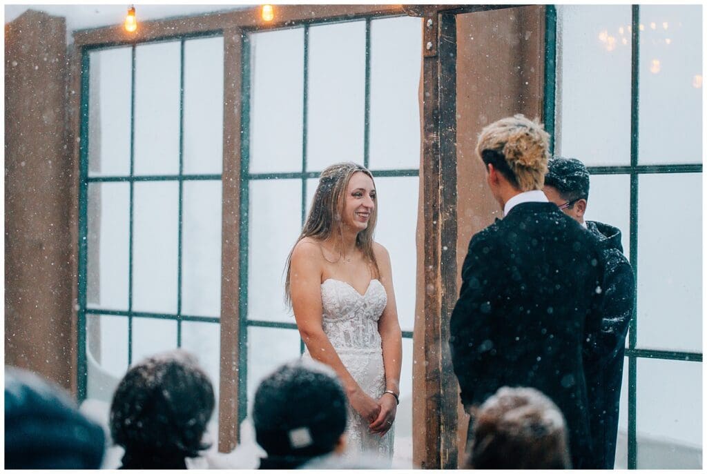 Winter Snowy Ski Resort Wedding Snowbasin Needles Caili Chung January