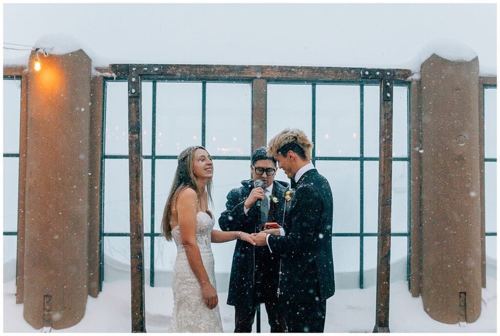 Winter Snowy Ski Resort Wedding Snowbasin Needles Caili Chung January